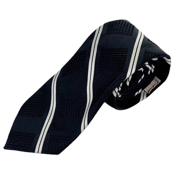 Arrow Textured Diagonal Stripe Men's Tie Navy & White 53" - Picture 9 of 12